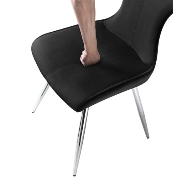 Topeka Black Velvet Side Dining Chair Set of 2 By Homelegance - Image 3