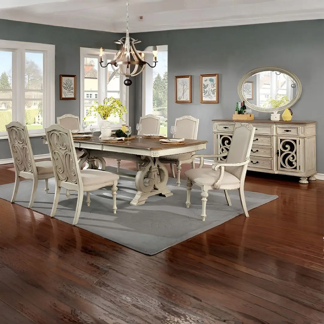 Arcadia Dining Table Rustic Antique White By Furniture Of America | Mobilia Cleopatra 3 Arcadia Dining Table Rustic Antique White by Furniture of America - Image 1