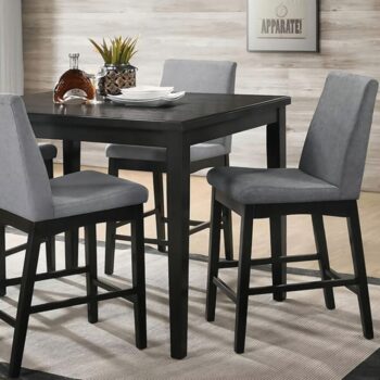 Strom 5 Pc Counter Height Dining Set – Dark Walnut Contemporary Design