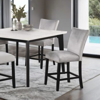 Sabro 5 Pc Counter Height Dining Set – Black & White Marble Table
