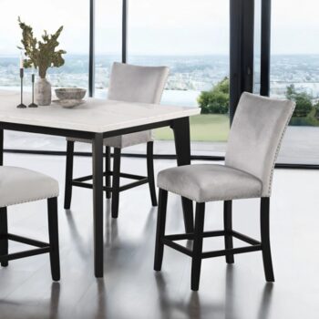 Sabro 7 Pc Dining Table Set – Black & White Marble Top