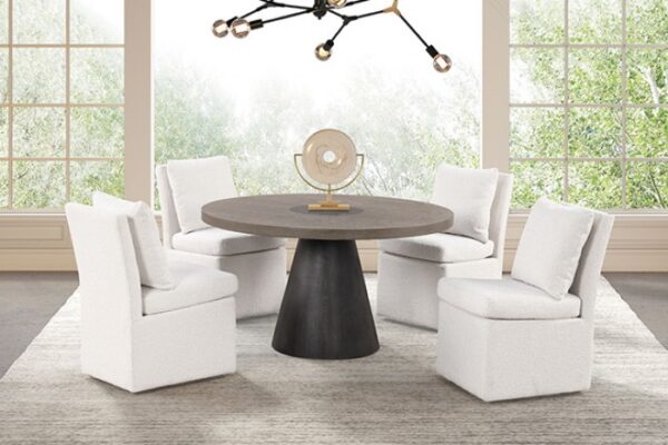 Broager 5 Pc Dining Table Set with Swivel Caster Chairs
