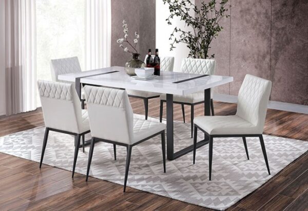 Alessia 7 Pc Dining Table Set – White & Black Contemporary Design