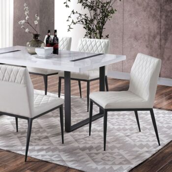 Alessia 7 Pc Dining Table Set – White & Black Contemporary Design
