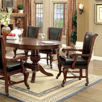 Melina Game Table Brown Cherry – Casino Style with Cup Holders