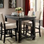 Sania Counter Height Dining Table – Rustic Antique Black Farmhouse Table