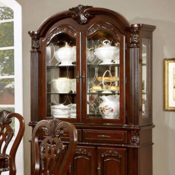 Traditional Elegance: Elana Hutch & Buffet Brown Cherry – Dining Storage Set