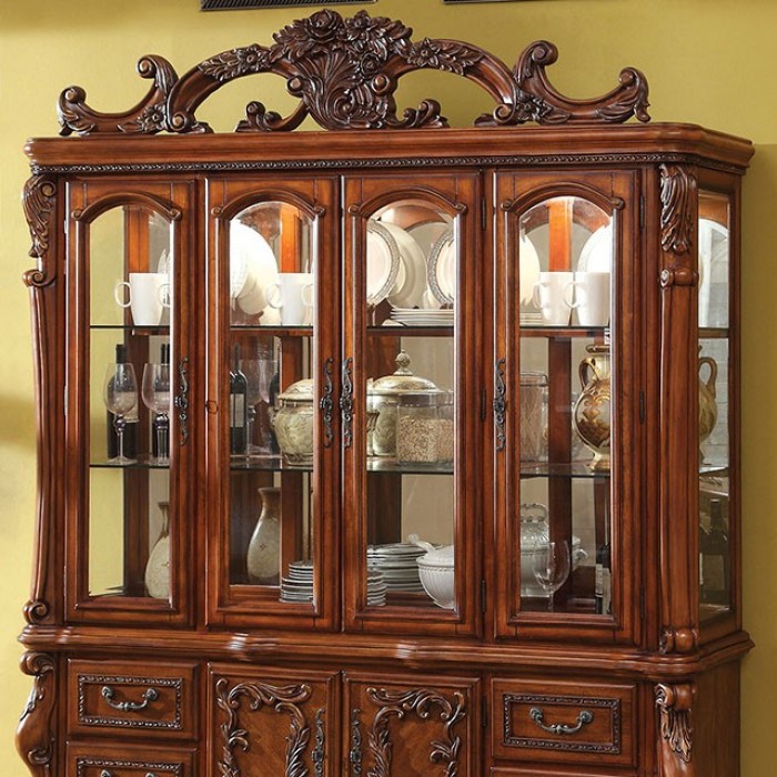 Medieve Hutch Buffet Traditional Antique Oak By Furniture Of America | Mobilia Cleopatra 3 Traditional Elegance: Medieve Hutch Buffet Antique Oak – Dining Storage Set
