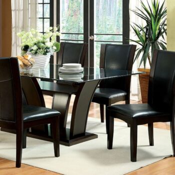 Modern Elegance: Manhattan Dining Table Brown Cherry with Beveled Glass
