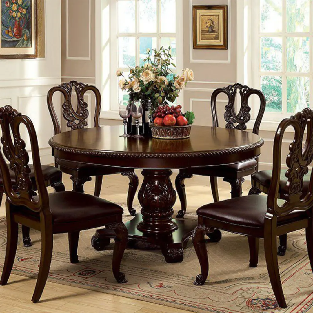 Bellagio 5 Pc Dining Table Set Traditional Brown Cherry By Furniture Of America | Mobilia Cleopatra 3 Bellagio Dining Table Traditional Brown Cherry by Furniture of America