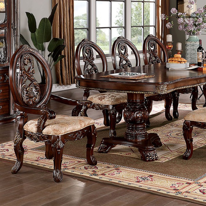 Normandy 9 Pc Dining Table Set Traditional By Furniture Of America | Mobilia Cleopatra 3 Normandy 9 Pc. Traditional Dining Table Set – Brown Cherry