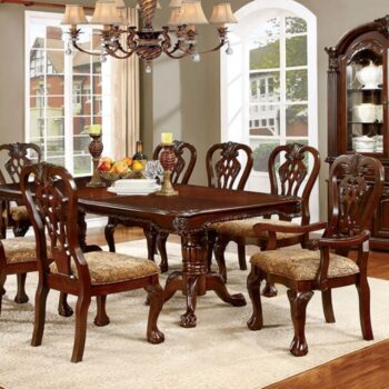 Elana 7 Pc Dining Table Set – Brown Cherry Traditional Dining Set