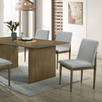 St Gallen 7 Pc Dining Table Set – Natural Tone & Light Gray Mid-Century Modern