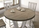 Dakota 5 Pc Counter Height Table Set – Antique White & Ash Brown Rustic