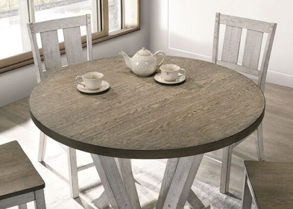 Dakota 5 Pc Counter Height Table Set – Antique White & Ash Brown Rustic