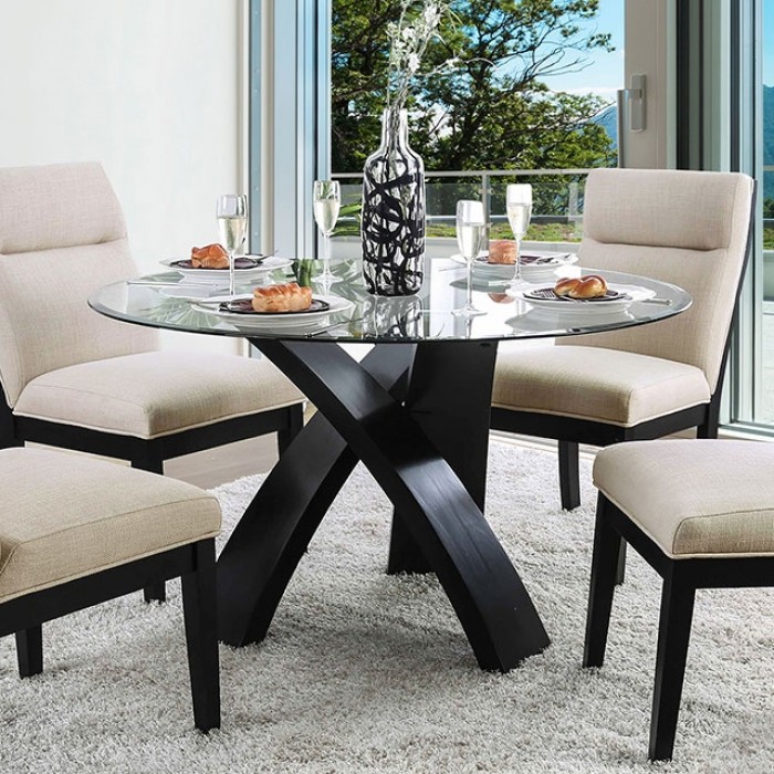 Jasmin 5 Pc Dining Table Set Contemporary By Furniture Of America | Mobilia Cleopatra 3 Jasmin 5 Pc Dining Table Set – Contemporary Glass Dining | Furniture of America