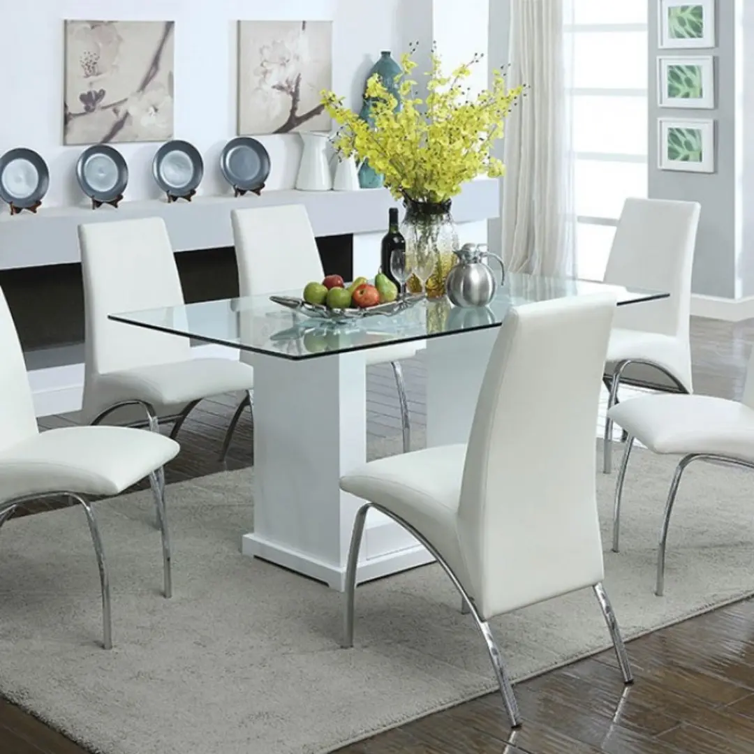 Eva Dining Table Contemporary White, Clear By Furniture Of America | Mobilia Cleopatra 3 eva white clear dining table