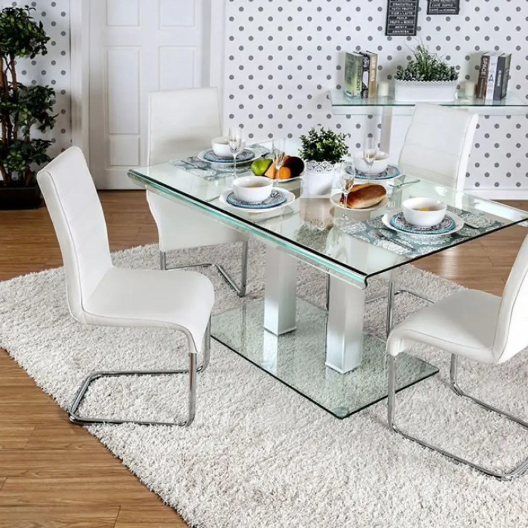 Richfield Dining Table Contemporary Silver/Chrome By Furniture Of America | Mobilia Cleopatra 3 Richfield Silver Chrome Dining Table