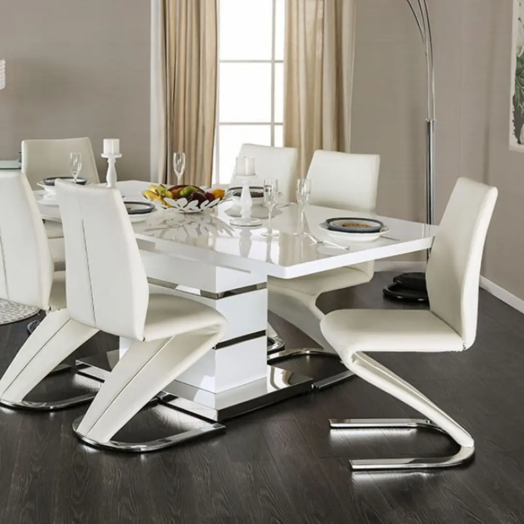 Midvale Dining Table Contemporary White, Chrome By Furniture Of America | Mobilia Cleopatra 3 Midvale Dining Table Contemporary White, Chrome by Furniture of America - Image 1
