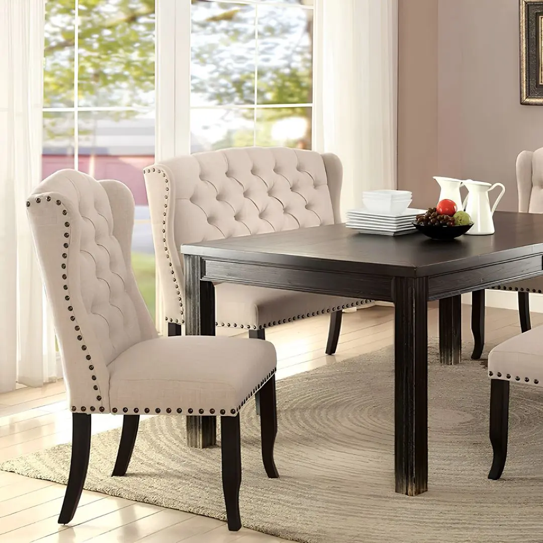 Sania 6 Pc Dining Table Set W/ Bench Rustic By Furniture Of America | Mobilia Cleopatra 3 Sania 6 Pc Dining Table Set w/ Bench Rustic by Furniture of America - Image 1