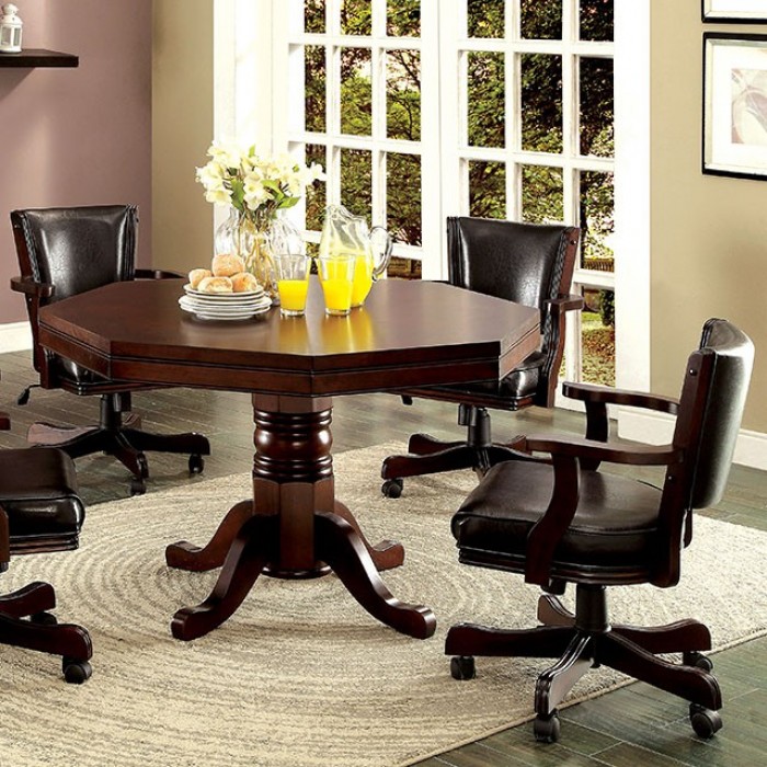 Rowan 5 Pc Dining Table Set Transitional By Furniture Of America | Mobilia Cleopatra 3 Rowan 5 Pc Dining & Game Table Set – Cherry Transitional