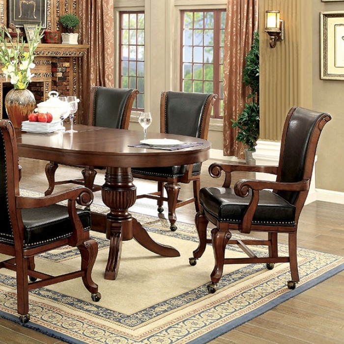 Melina 7 Pc Dining Table Set Transitional By Furniture Of America | Mobilia Cleopatra 3 Melina 7 Pc Dining & Game Table Set – Brown Cherry Transitional