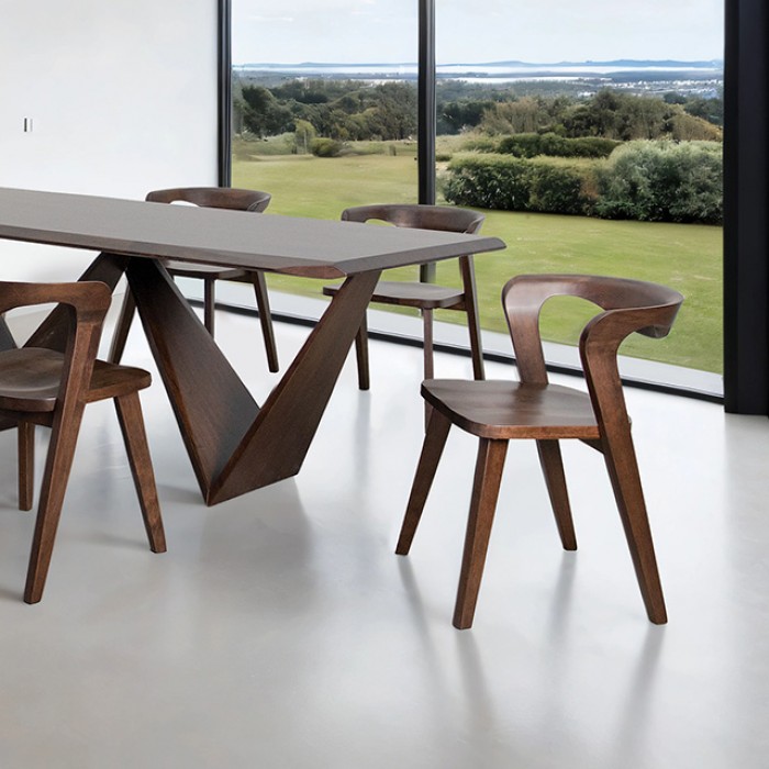 Romont 7 Pc Dining Table Set Mid-Century Modern By Furniture Of America | Mobilia Cleopatra 3 Romont 7 Pc Dining Table Set – Rich Walnut Mid-Century Modern