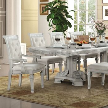 Stella Mia 9 Pc Dining Table Set – Ivory Traditional Dining Furniture