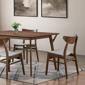 Skien 5 Pc Dining Table Set – Walnut Mid-Century Modern Dining