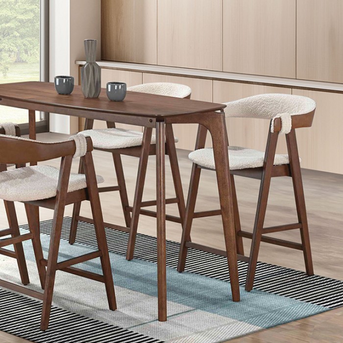 Ebikon 5 Pc Counter Ht Table Set Mid-Century Modern By Furniture Of America | Mobilia Cleopatra 3 Ebikon 5 Pc Counter Height Table Set – Walnut Mid-Century Modern