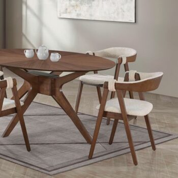 Ebikon 5 Pc Dining Table Set – Walnut Mid-Century Modern