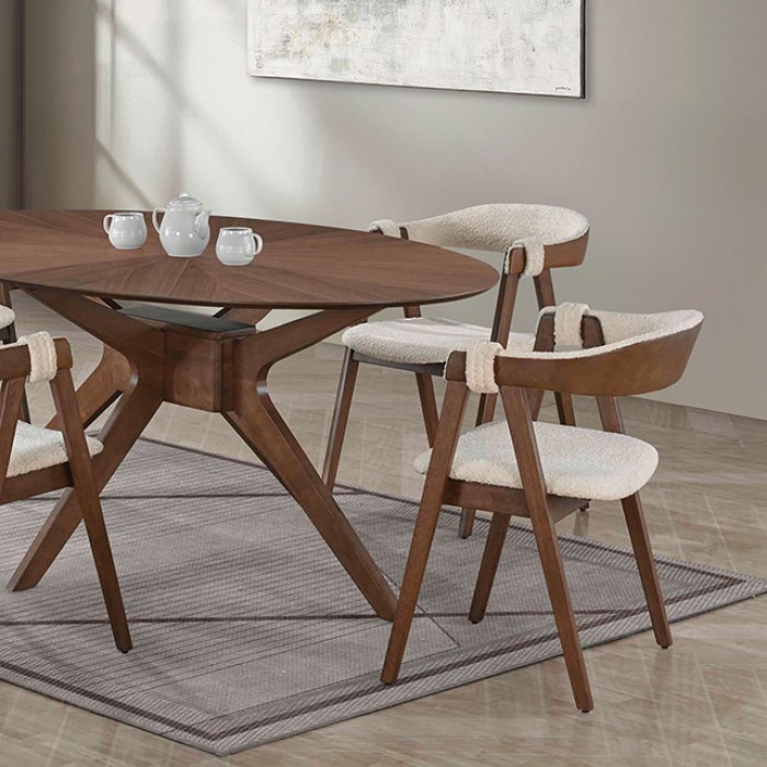 Ebikon 5 Pc Dining Table Set Mid-Century Modern By Furniture Of America | Mobilia Cleopatra 3 Ebikon 5 Pc Dining Table Set – Walnut Mid-Century Modern