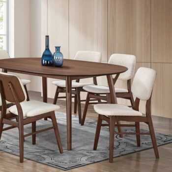 Uzwil 7 Pc Dining Table Set – Walnut Mid-Century Modern