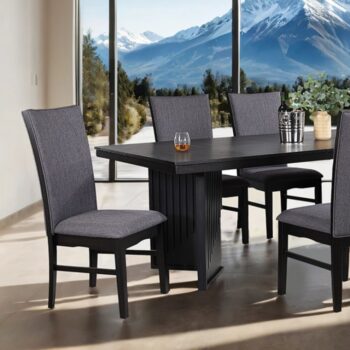 Easingwold 7 Pc Dining Table Set – Black Modern Contemporary Dining Set
