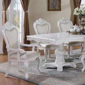 Manzanita 9 Pc Dining Table Set – White Traditional Dining Set