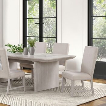 Argenthart 7 Pc Dining Table Set – Light Gray Transitional Dining Set