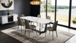 Norelli 7 Pc Dining Table Set – Contemporary Silver & White with Upholstered Chairs