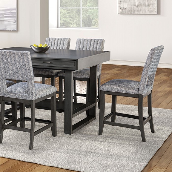 Potton 7 Pc Counter Ht Table Set Transitional By Furniture Of America | Mobilia Cleopatra 3 Potton 7 Pc Counter Height Table Set – Gray Transitional Dining with Drawer Storage