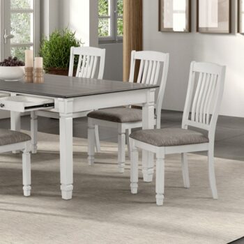 Pendola 7 Pc Dining Table Set – Rustic Farmhouse White with Storage Drawers