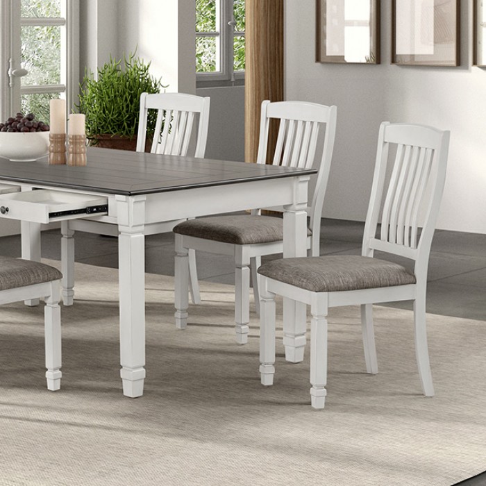 Pendola 7 Pc Dining Table Set Rustic Farmhouse By Furniture Of America | Mobilia Cleopatra 3 Pendola 7 Pc Dining Table Set – Rustic Farmhouse White with Storage Drawers