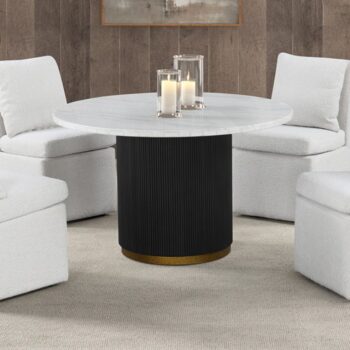 Varde 5 Pc Dining Table Set – Contemporary Marble Dining Set in Black & White