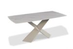 Lenvik 7 Pc Dining Table Set – Contemporary Ceramic Top & Leatherette Chairs