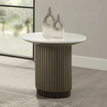 Round End Table with Engineered Top
