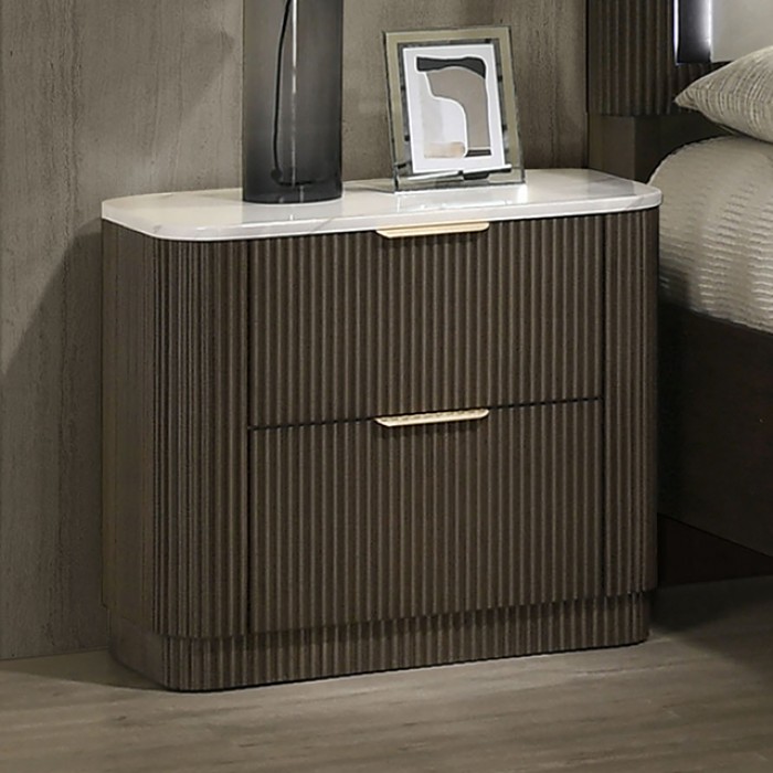 Lantrisant Nightstand Contemporary Dark Walnut By Furniture Of America | Mobilia Cleopatra 3 Lantrisant Nightstand – Contemporary Dark Walnut with Marble Top