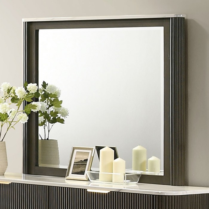 Lantrisant Mirror Contemporary Dark Walnut By Furniture Of America | Mobilia Cleopatra 3 Modern Elegance: Lantrisant Mirror Dark Walnut Contemporary Design