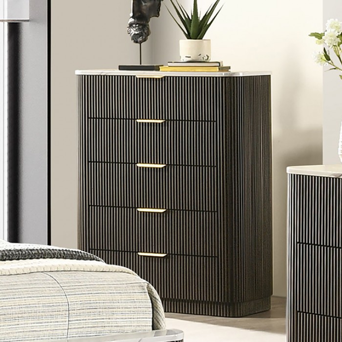 Lantrisant Chest Contemporary Dark Walnut By Furniture Of America | Mobilia Cleopatra 3 Modern Storage: Lantrisant Chest Dark Walnut with Marble Top