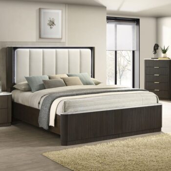 Modern Luxury: Lantrisant 5 Pc Queen Bedroom Set Dark Walnut