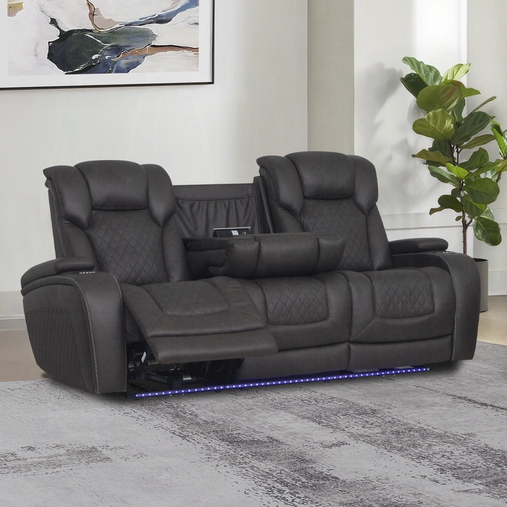 Wendell Power Motion Sofa With Dropdown Table, Storage, Usb & Led By Acme | Mobilia Cleopatra 3 Power Motion Sofa with Dropdown Table, Storage, USB & LED