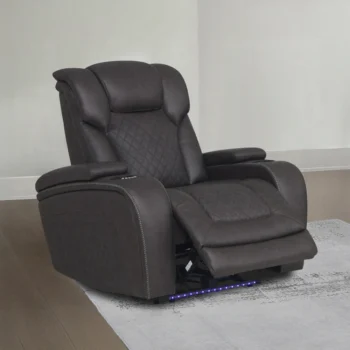 Gray Power Motion Recliner with Storage, USB & LED