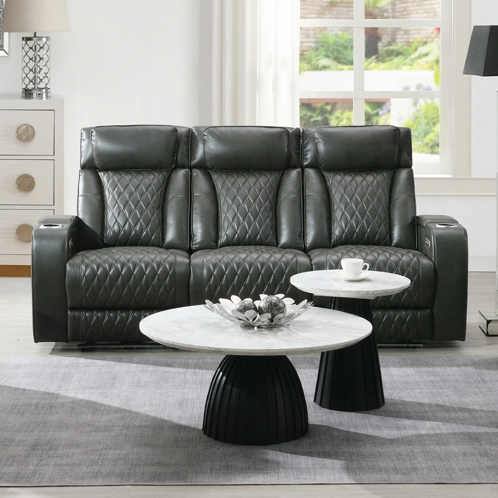 Taddeo Power Motion Sofa With Power Headrest By Acme | Mobilia Cleopatra 3 Power Motion Sofa wPower Headrest, USB, Wireless Charger, LED & Reading Light